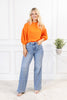 High Rise Side Seam Detail Wide Leg Jeans