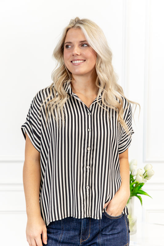 Easygoing Short Sleeve Striped Top