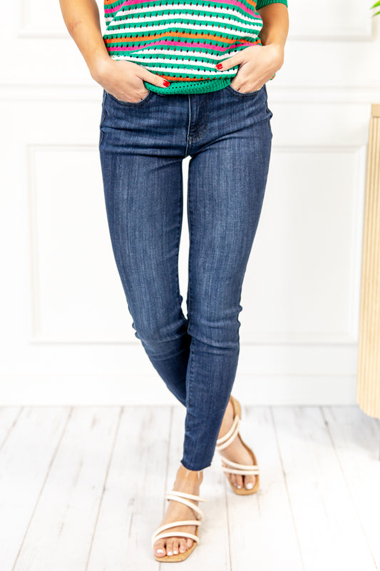 Mid Rise Adjustable Waist Skinny Jeans