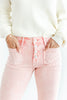 Bubblegum Blues Light Pink Crop Flare Vervet Jeans