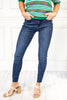 Mid Rise Adjustable Waist Skinny Jeans