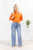 High Rise Side Seam Detail Wide Leg Jeans