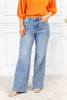 High Rise Side Seam Detail Wide Leg Jeans