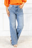 High Rise Side Seam Detail Wide Leg Jeans