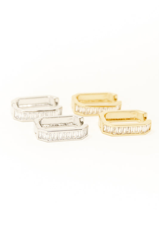 Shimmer Bar Huggie Earrings