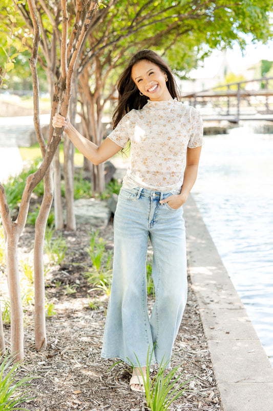 Beautiful Escape Cropped Wide Leg Flare Jeans