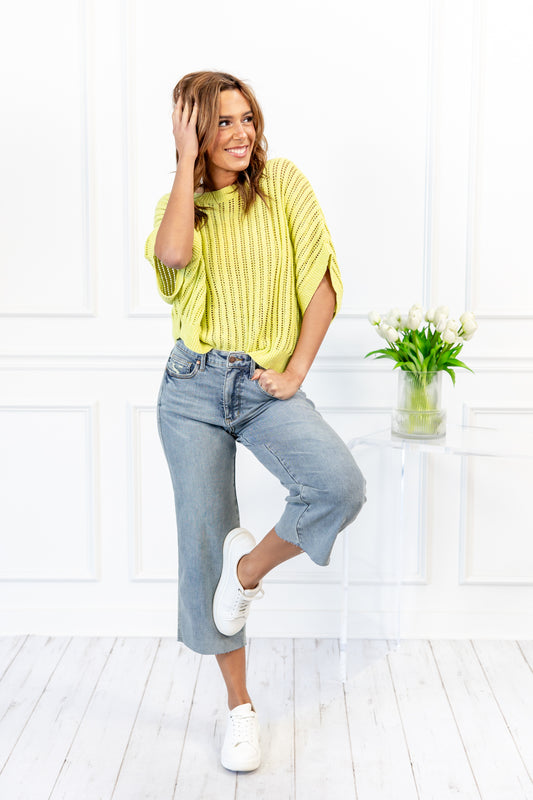 Getaway Girl Tummy Control Wide Crop Judy Blue Jeans