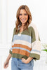 Notched Elegance Striped Sweater