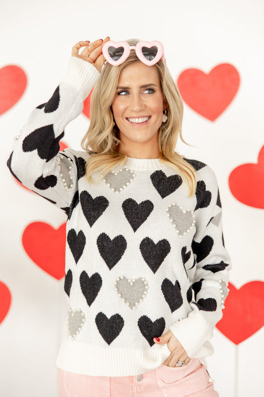 Sweet Nothings Pearl & Hearts Sweater