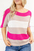 Rows Of Rose Short Sleeve Knit Top