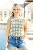 Sunlit Style Scalloped Stripe Sleeveless Top