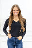 Willow Lane V-Neck Long Sleeve Fitted Top