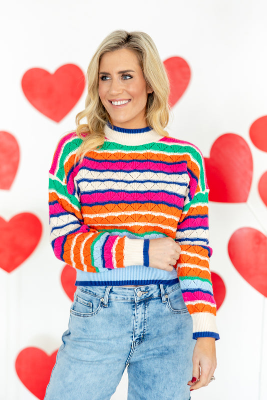 Joyful Weave Striped Knit Sweater