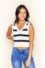 Shoreline Stripes V-Neck Knit Tank Top