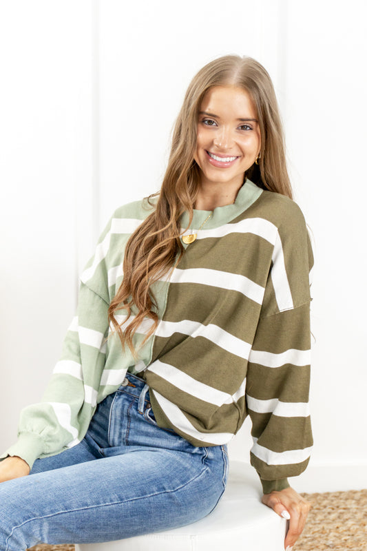 Can't Decide Color Block Striped Sweater