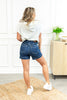 Let’s Get Lost Dark Wash Tummy Control Denim Shorts