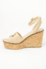 Woven Treasure Buckle Platform Wedges