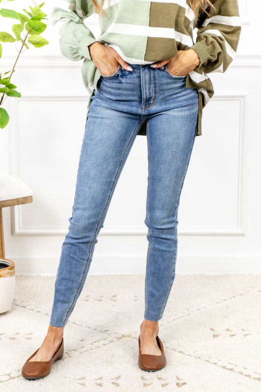 Tummy Control Vintage Wash Skinny Jeans