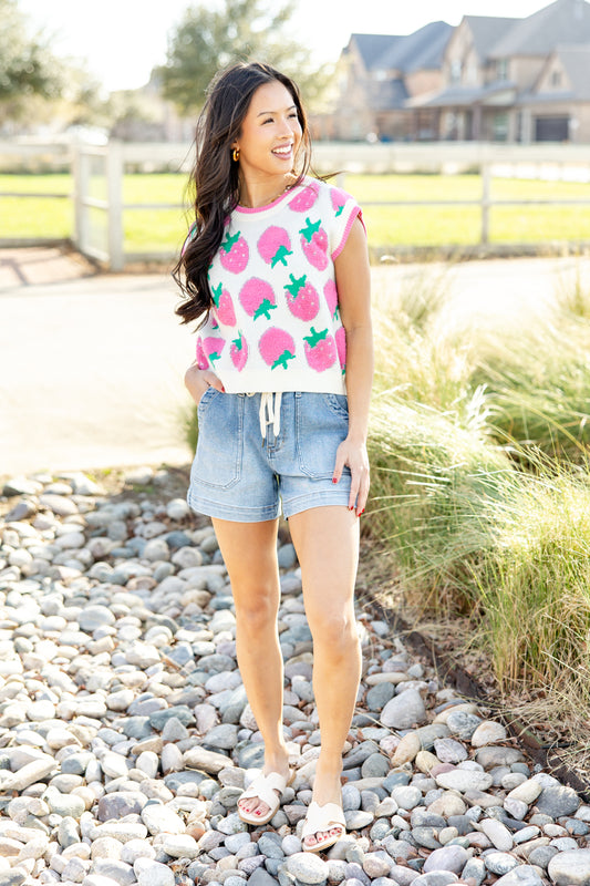 Pick Of The Patch Strawberry Sleeveless Sweater