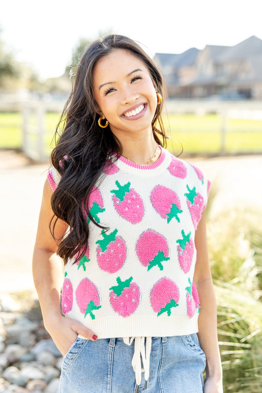 Pick Of The Patch Strawberry Sleeveless Sweater