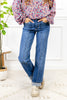 High Rise Center Seam Detail Straight Jeans