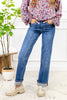 High Rise Center Seam Detail Straight Jeans