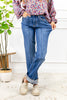 High Rise Center Seam Detail Straight Jeans