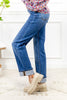 High Rise Center Seam Detail Straight Jeans