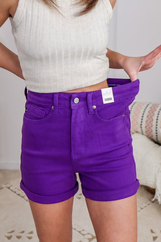 Bourbon Street High Waist Tummy Control Colored Judy Blue Shorts