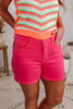 Judy Blue Reg/Plus Pink Lemonade Embroidered Shorts