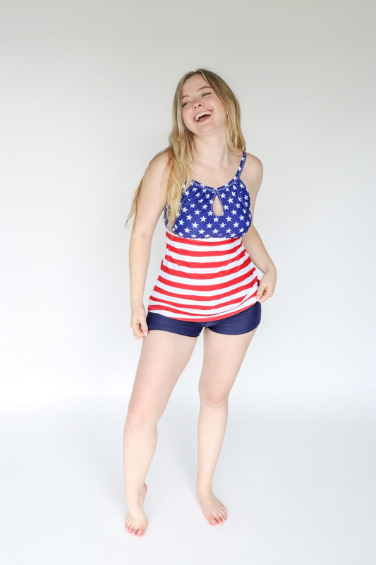Cape Cod USA Flag Tankini Swimsuit