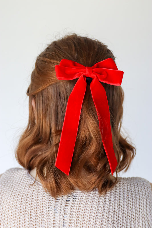 Double Shot Velvet Ribbon Bow Hair Clips