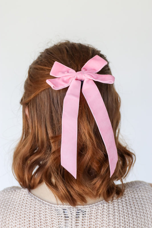 Double Shot Velvet Ribbon Bow Hair Clips