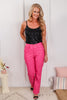 Judy Blue Reg/Plus Hot Pink Tummy Control Pink Faux Leather Pants