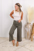 Judy Blue Reg/Plus Olive Tummy Control Wide Leg Crop Jeans