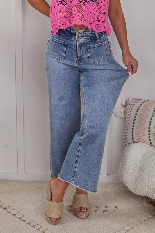 Mica Denim Reg/Plus Sweet Pea Wide Leg Crop Jeans