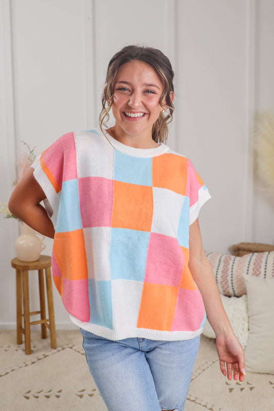 Peachy Keen Patchwork Sweater