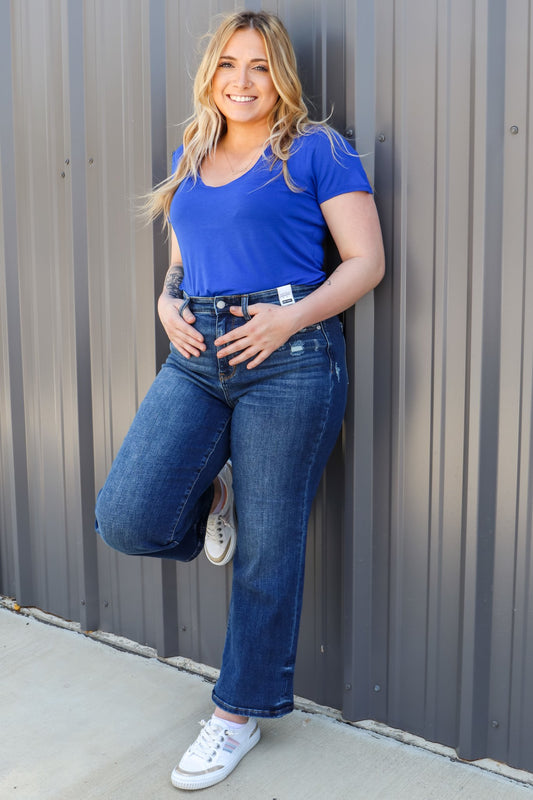 Judy Blue Reg/Plus End Game Cropped Wide Leg Jeans
