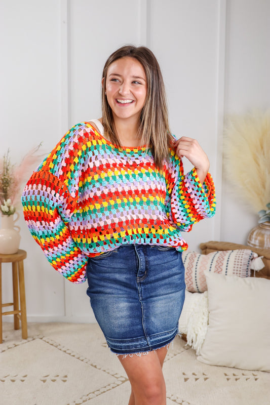 Chasing Rainbows Crochet Sweater