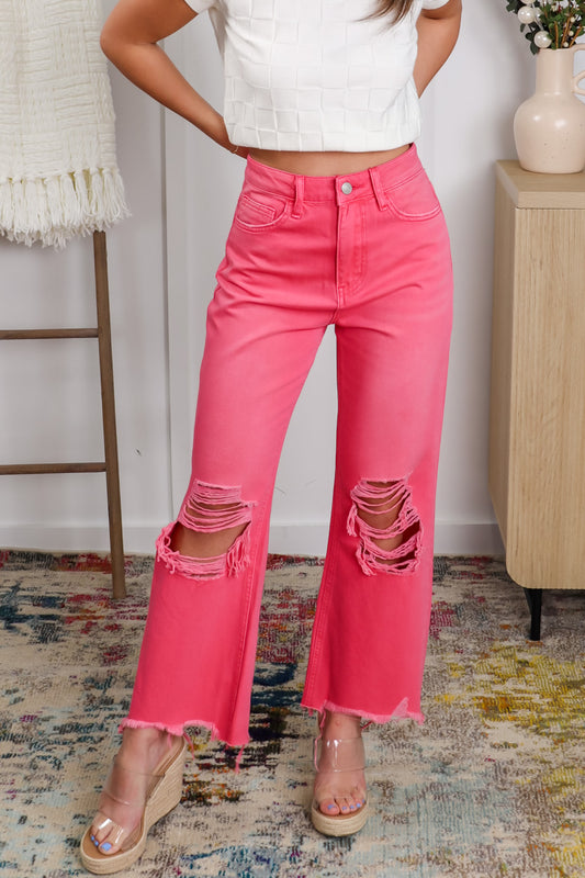 Vervet Pink Moon Crop Flare Jeans