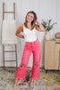Pink Moon Destroyed Hot Pink Crop Flare Vervet Jeans