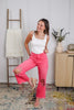 Pink Moon Destroyed Hot Pink Crop Flare Vervet Jeans