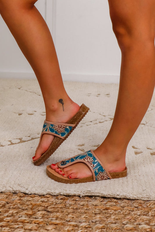 Darla Slide Sandals - Turquoise