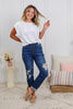 Judy Blue Reg/Plus Buttoned Up Distressed Button Fly Boyfriend Jeans