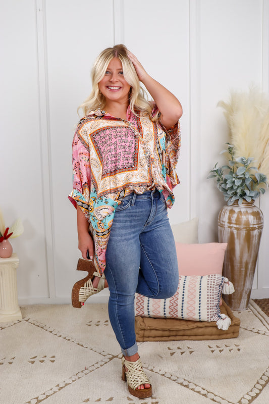 Paisley Medley Half Sleeve Top