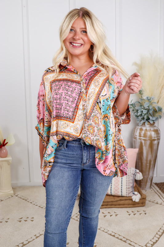 Paisley Medley Half Sleeve Top