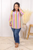 Good Vibes Striped Wrinkle Free Lizzy Top