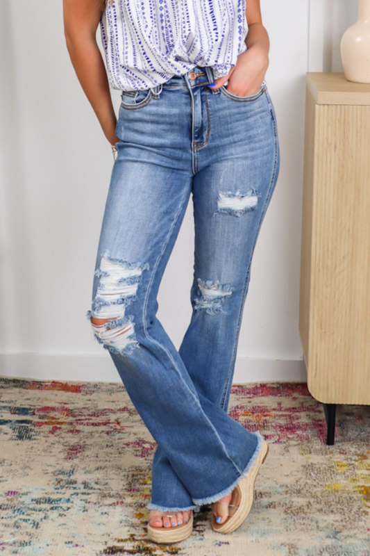 Kick the Dust Distressed Bootcut Judy Blue Jeans