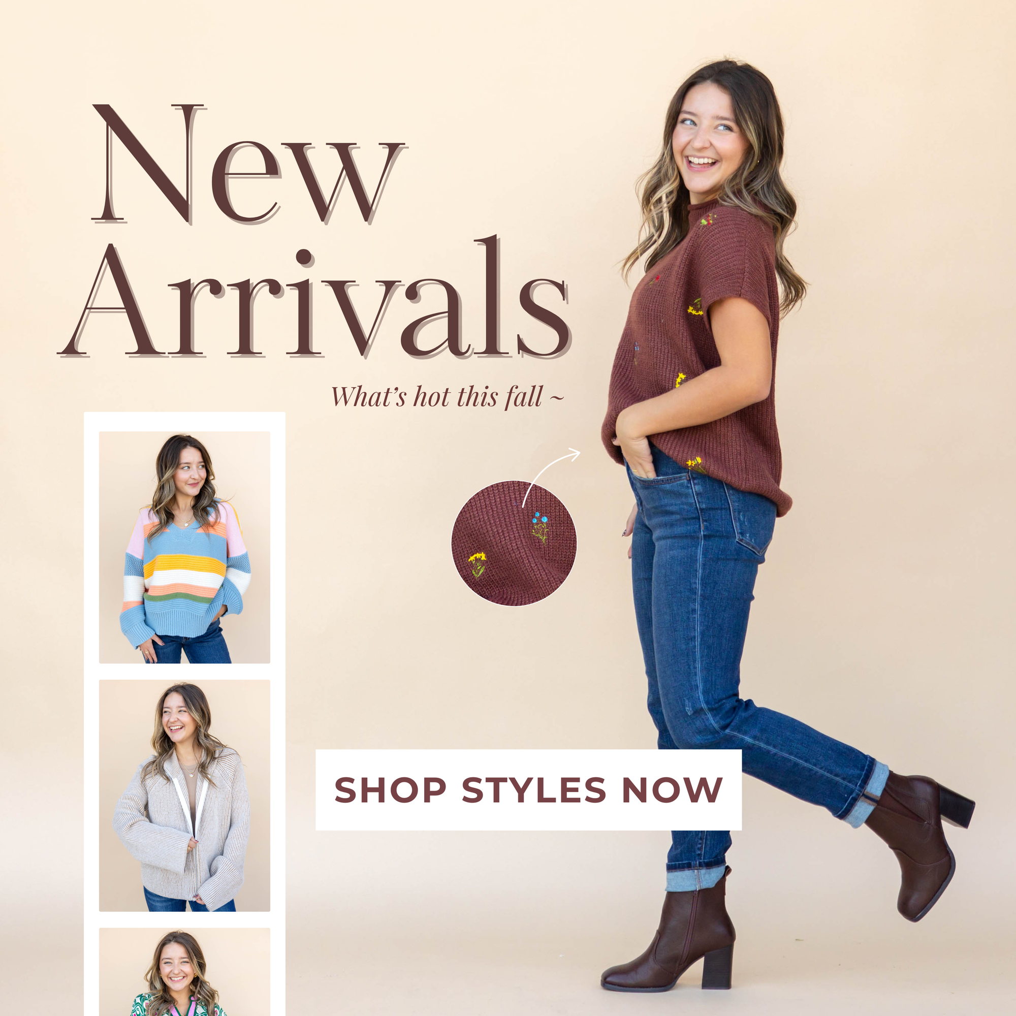 New Fall Arrivals - sweaters, jeans, boots