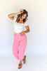 Tickled Pink Tummy Control Crop Wide Leg Judy Blue Jeans